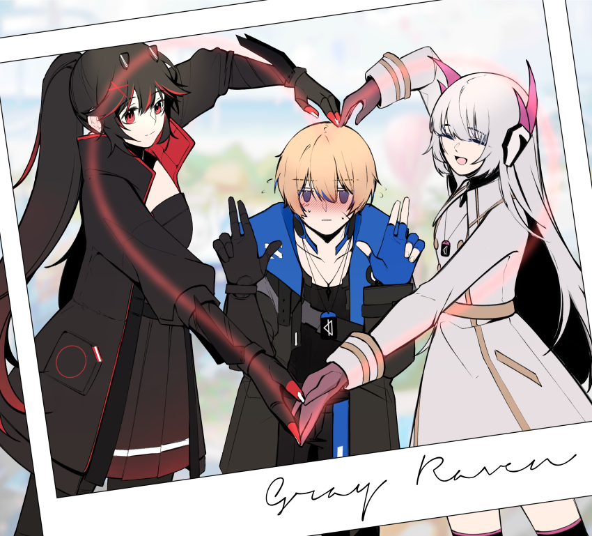 dochi_ddoo heart_gesture highres image_sample lee:_entropy_(pgr) lee_(pgr) liv:_eclipse_(pgr) liv_(pgr) lucia:_plume_(pgr) lucia_(pgr) picture_frame pixiv_sample punishing:_gray_raven