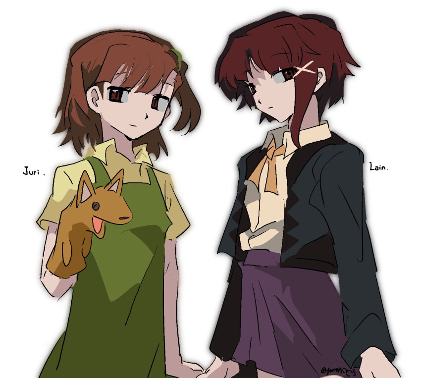 brown_eyes brown_hair digimon digimon_tamers highres iwakura_lain katou_juri looking_at_viewer producer_connection puppet serial_experiments_lain