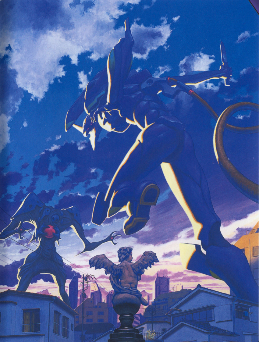 1990s_(style) absurdres artbook eva_01 highres mecha neon_genesis_evangelion official_art retro_artstyle robot sachiel_(evangelion) tagme