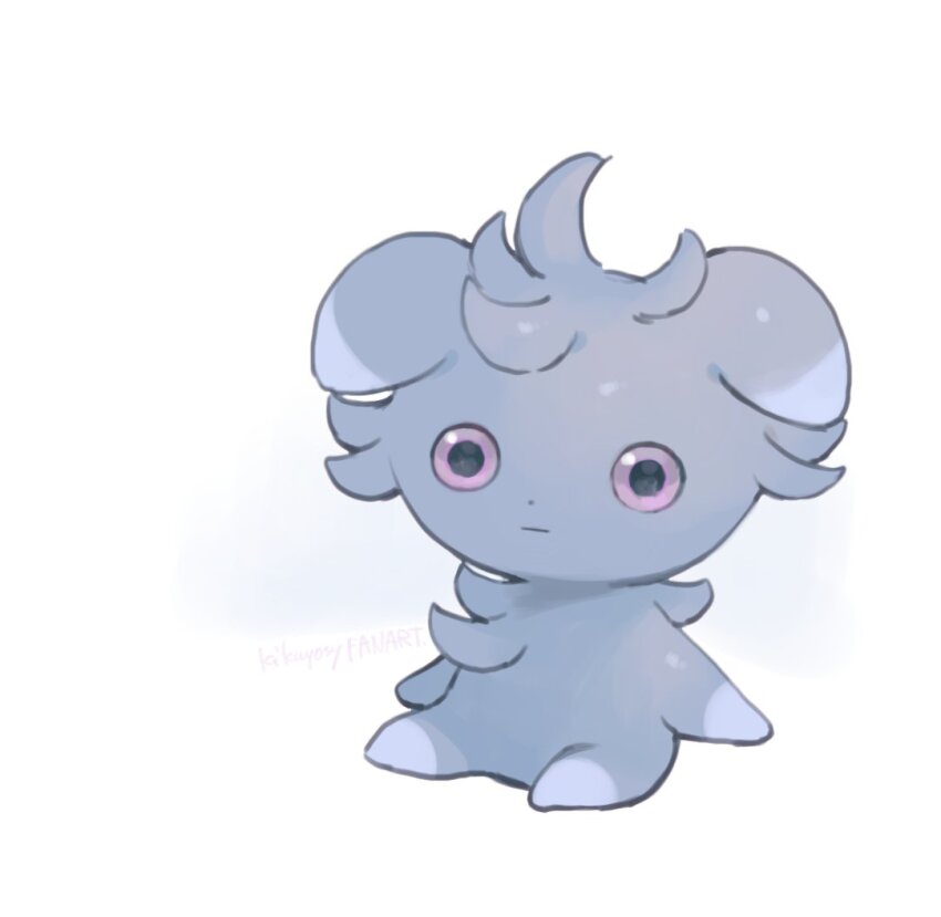 :| closed_mouth creatures_(company) espurr expressionless full_body game_freak gen_6_pokemon kikuyoshi_(tracco) nintendo no_humans pokemon pokemon_(creature) purple_eyes signature simple_background sitting solo white_background