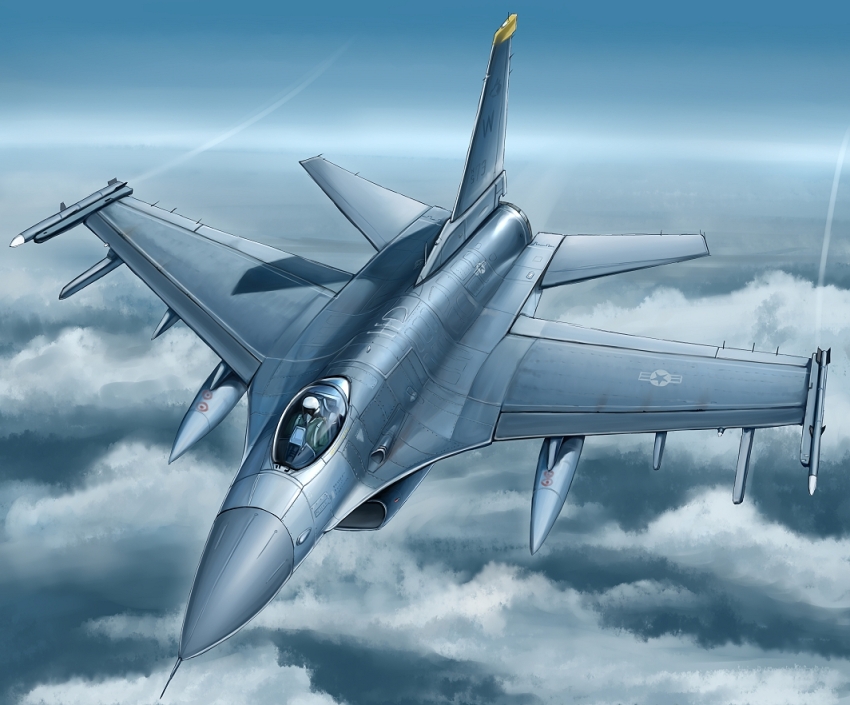 1boy air-to-air_missile aircraft airplane cloud cloudy_sky f-16_fighting_falcon fighter_jet flying g-suit jet kcme military military_vehicle original pilot sky united_states_air_force vehicle_focus