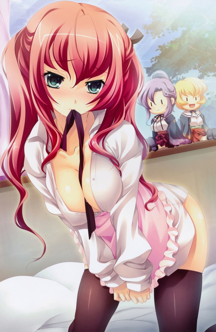 1girl absurdres appare!_tenka_gomen baseson blush breasts doll female_focus highres katagiri_hinata large_breasts lingerie long_hair nezumi_yuma panties red_hair underwear