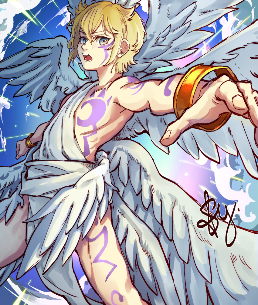 1boy absurdres angel angel_boy digimon digimon_(creature) highres lucemon male_focus solo