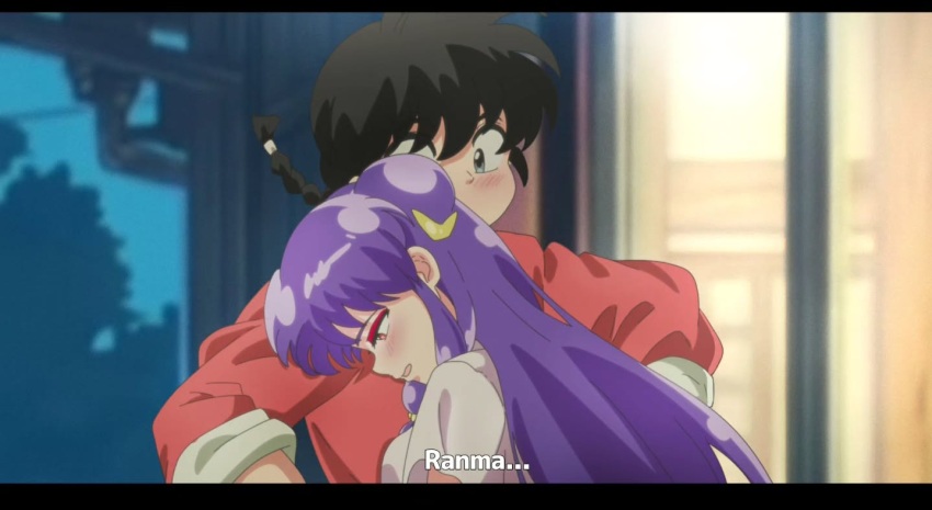 1boy 1girl black_hair braid chinese_clothes long_hair purple_hair ranma_1/2 saotome_ranma shampoo_(ranma_1/2)