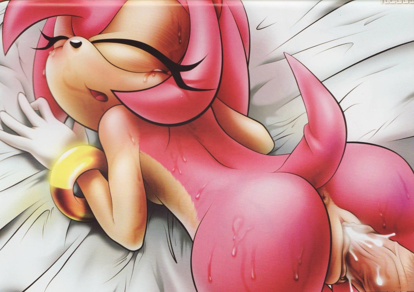Tcprod Amy Rose Sega Sonic Series Highres 1girl Ass Bed Furry 