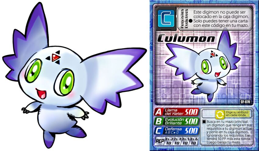 blush culumon digimon digimon_(creature) digimon_card_game digimon_tamers green_eyes happy highres looking_at_viewer smile solo zero_unit