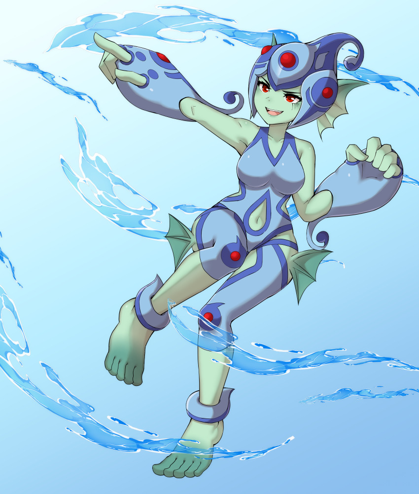 digimon digimon_(creature) digimon_frontier fins head_fins helmet monster_girl ranamon