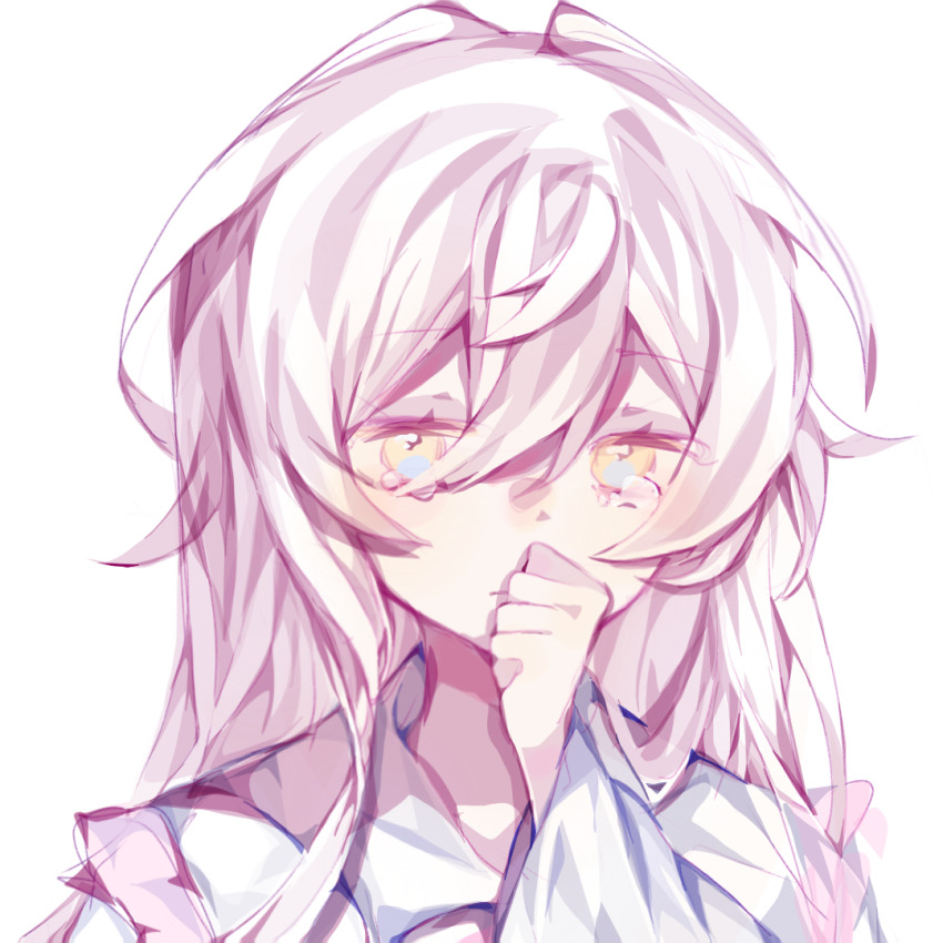 1girl crying crying_with_eyes_open gen genderswap genderswap_(mtf) hair_between_eyes long_hair looking_at_viewer multicolored_eyes solo tears welcome_to_the_nightmare_live wen_jianyan white_hair yellow_eyes