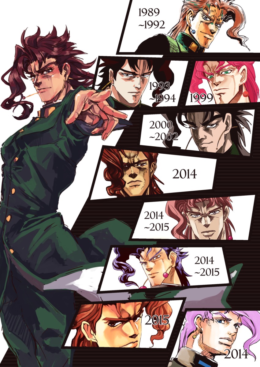 1boy annotated bad_id bad_pixiv_id highres huku jojo_no_kimyou_na_bouken kakyoin_noriaki multiple_persona official_style variations