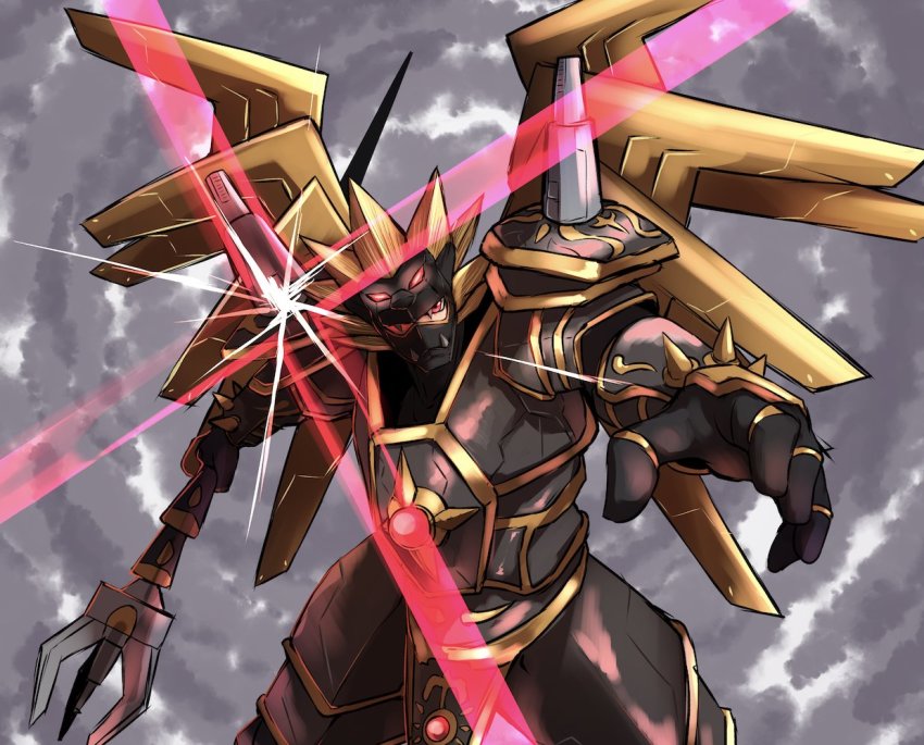 1boy armor digimon raihimon red_eyes solo spikes wings