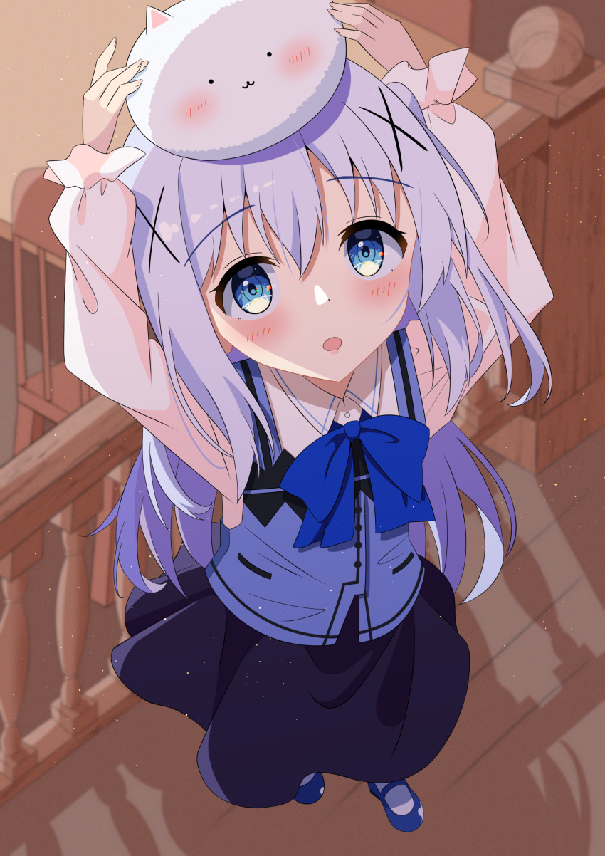 1girl absurdres birthday blue_eyes blue_vest bow bowtie gochuumon_wa_usagi_desu_ka? highres kafuu_chino long_hair long_sleeves open_mouth sankaku_(maruchann32) solo vest