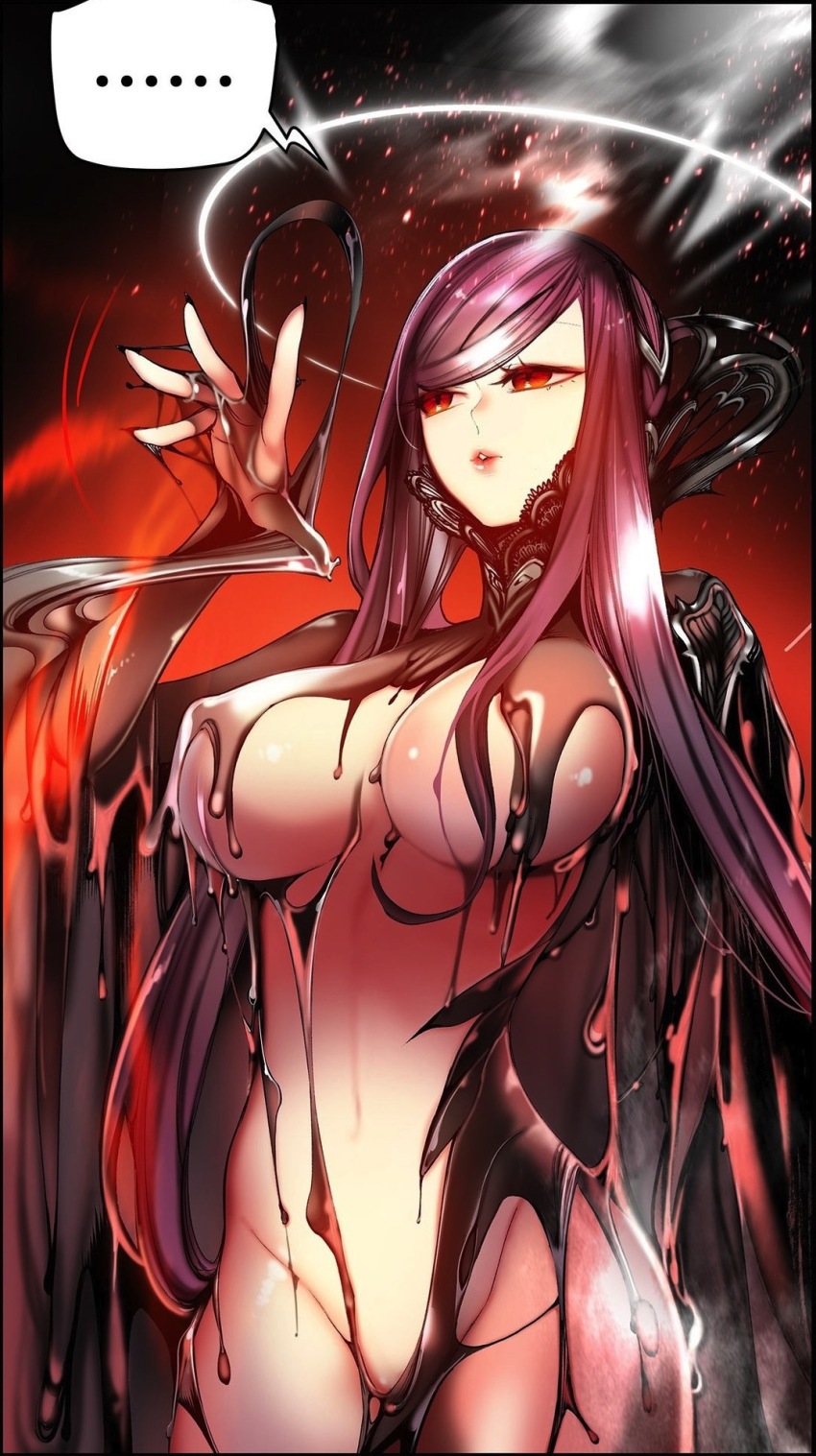 Juder Lilith S Cord Looking Away Highres Spoilers 1girl Arm At Side Black Nails