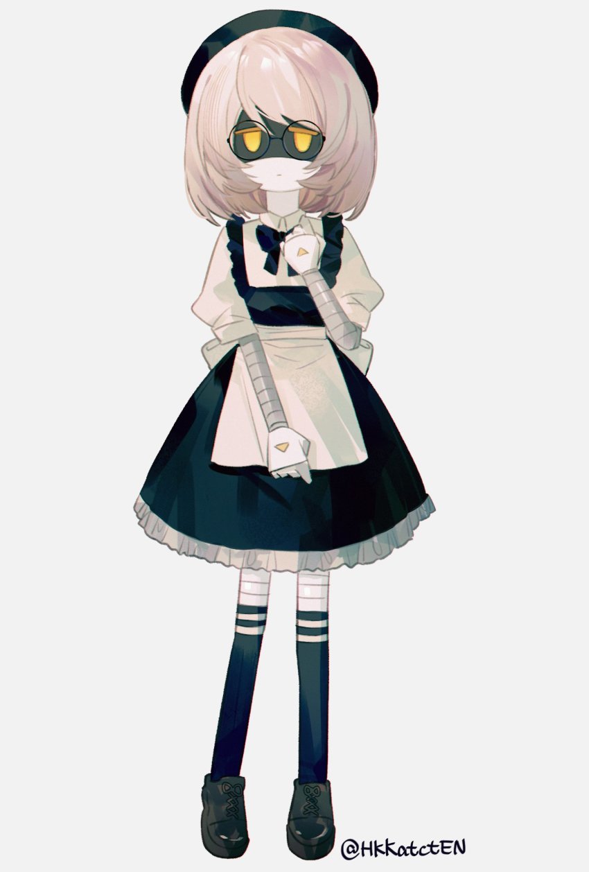V Murder Drones Glitch Productions Murder Drones Highres 1girl Apron Glasses Maid Maid 7677