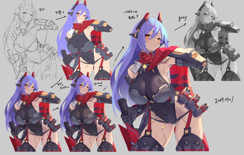 1girl absurdres armored_leotard breasts highres joints large_breasts leotard long_hair medaman poppi_(xenoblade) poppi_qtpi_(xenoblade) robot_ears robot_girl robot_joints solo very_long_hair xenoblade_chronicles_(series) xenoblade_chronicles_2