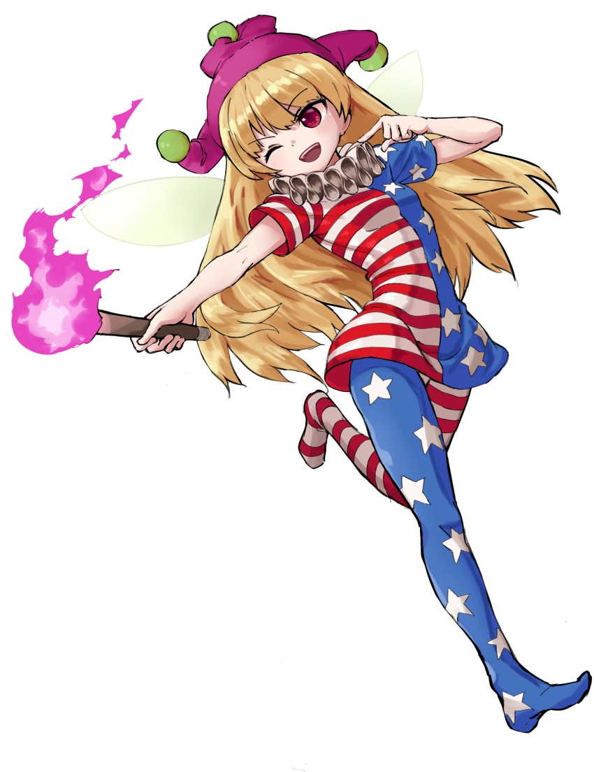 Nob1109 Clownpiece Touhou Print Legwear Absurdres Bad Id Bad Pixiv Id Highres 1girl