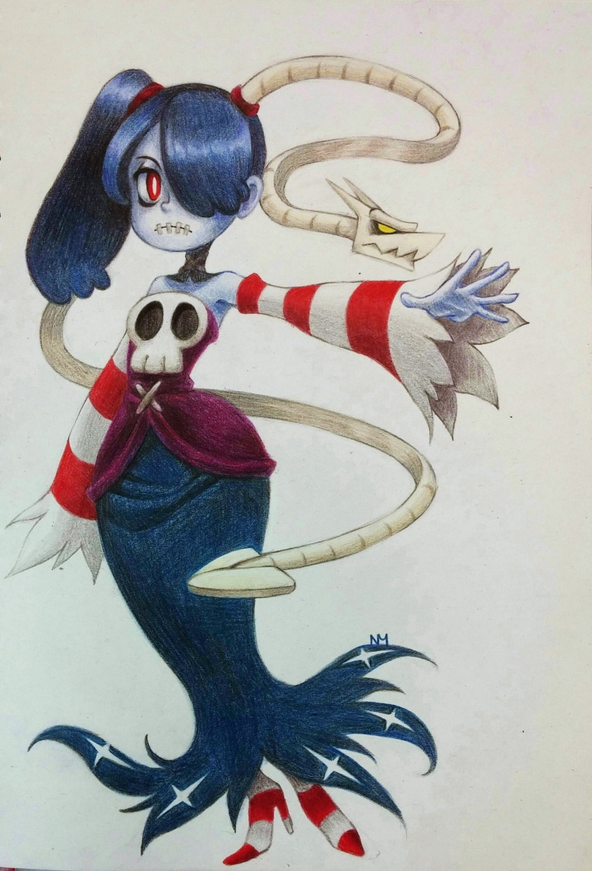 Leviathan Skullgirls Squigly Skullgirls Skullgirls Striped Legwear Absurdres Highres 