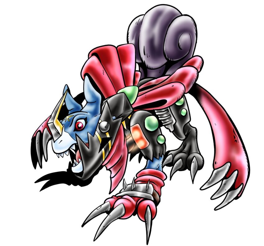 armor blue_skin bow claws colored_skin digimon digimon_(creature) fusion lighdramon morallygary oridigi original pucchiemon red_bow