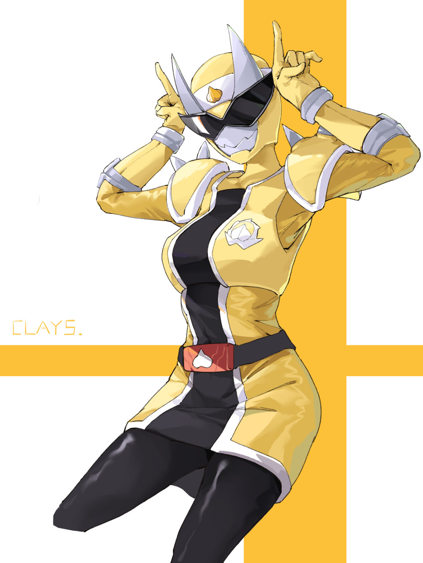 1girl absurdres avataro_sentai_donbrothers bodysuit clays helmet highres kitou_haruka oni_sister super_sentai