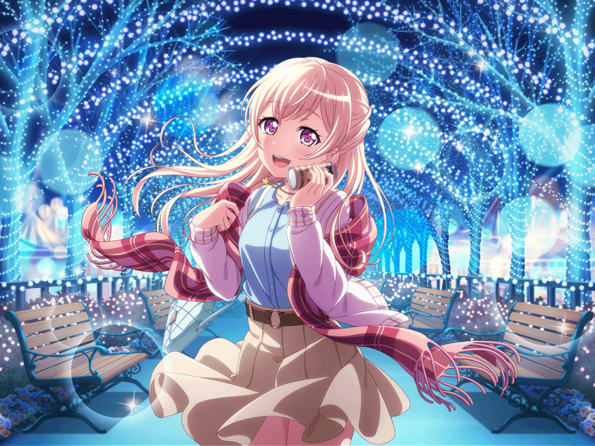 1girl bang_dream! blonde_hair official_art purple_eyes shirasagi_chisato solo