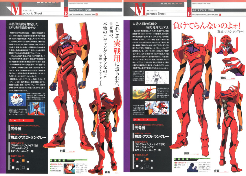 character_sheet comparison english_text eva_02 gainax highres mecha mecha_focus multiple_views neon_genesis_evangelion no_humans official_art production_art production_ig robot scan yamashita_ikuto