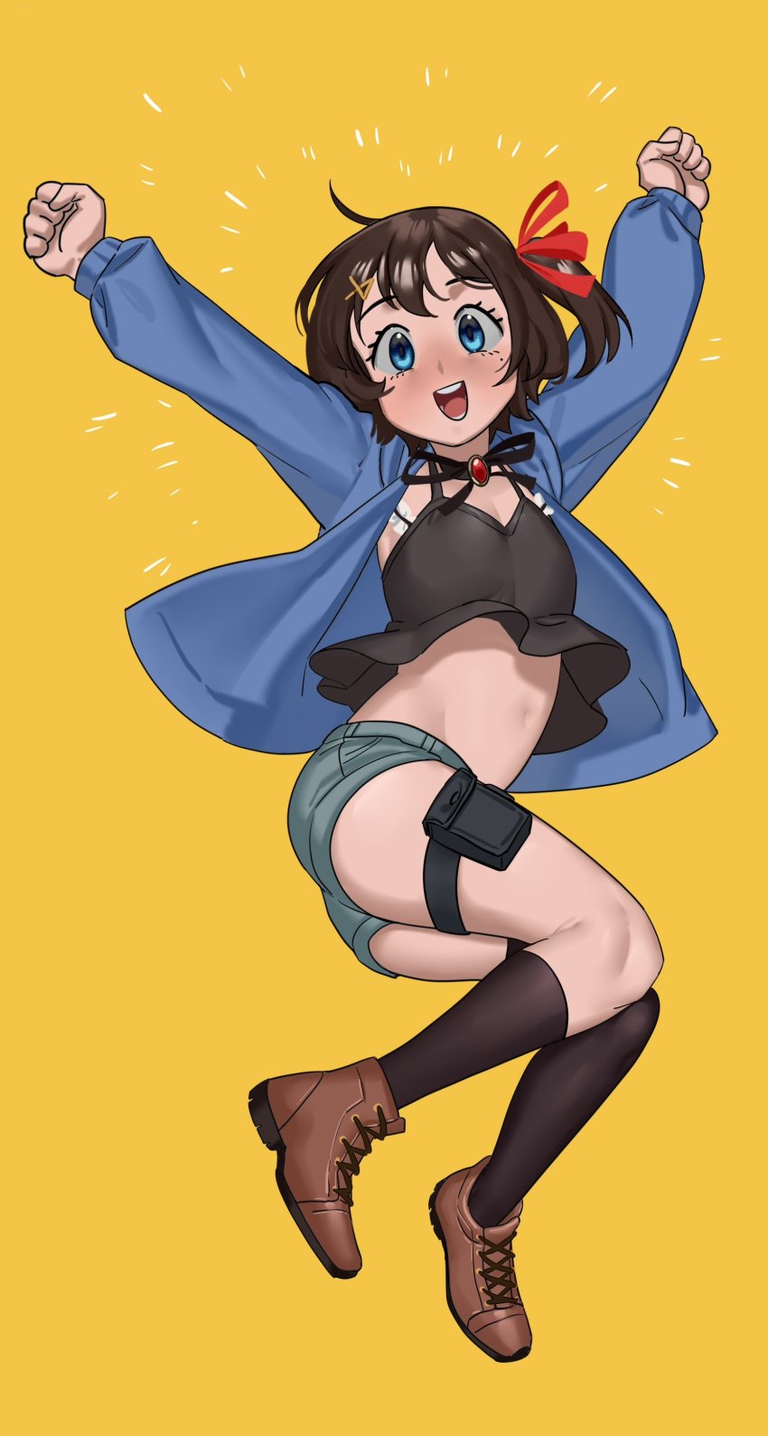 Nia Nia4294 Original Absurdres Bad Id Bad Twitter Id Commission Highres 1girl Arms Up