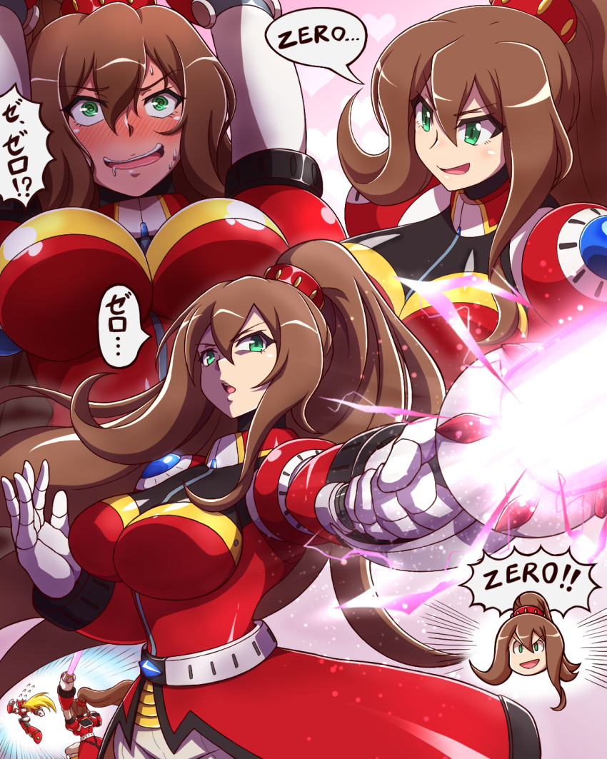 1girl breasts highres iris_(mega_man) iris_-another-_(mega_man) mega_man_(series) mega_man_x_(series) mega_man_x_dive nobuyu_(77yusei) solo tagme zero_(mega_man)