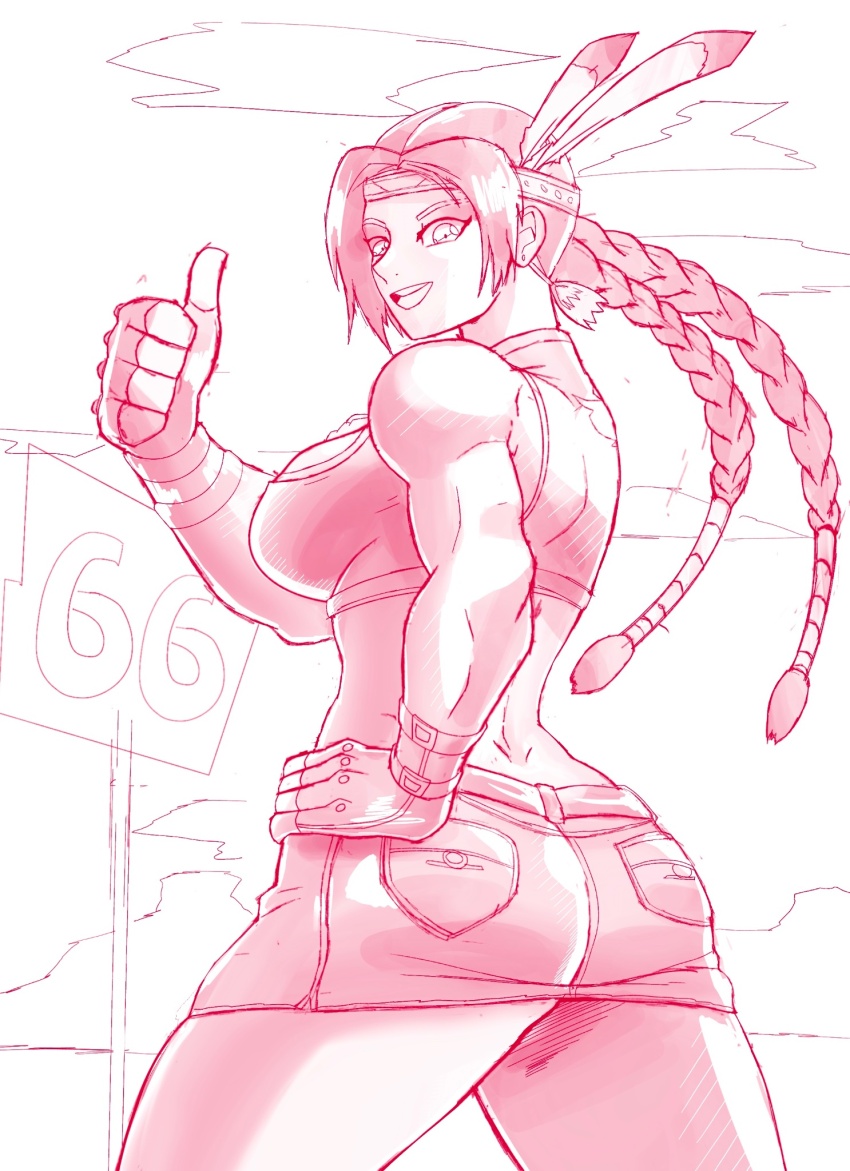 1girl ass breasts huge_ass julia_chang large_breasts muscular muscular_female native_american sketch solo tekken unclered