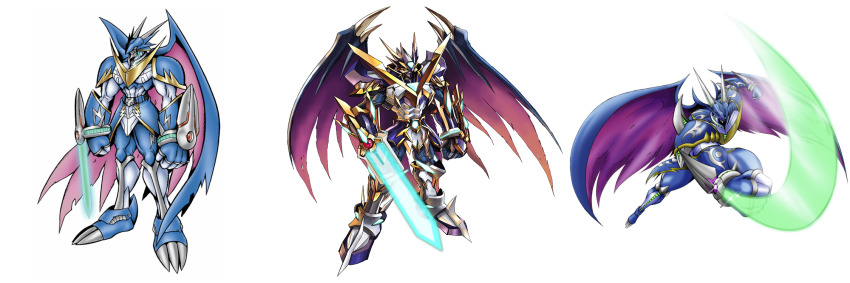 armor digimon dragon energy_sword flying helmet highres horns official_art sword ulforcev-dramon ulforcev-dramon_future_mode ulforcev-dramon_x-antibody weapon wings