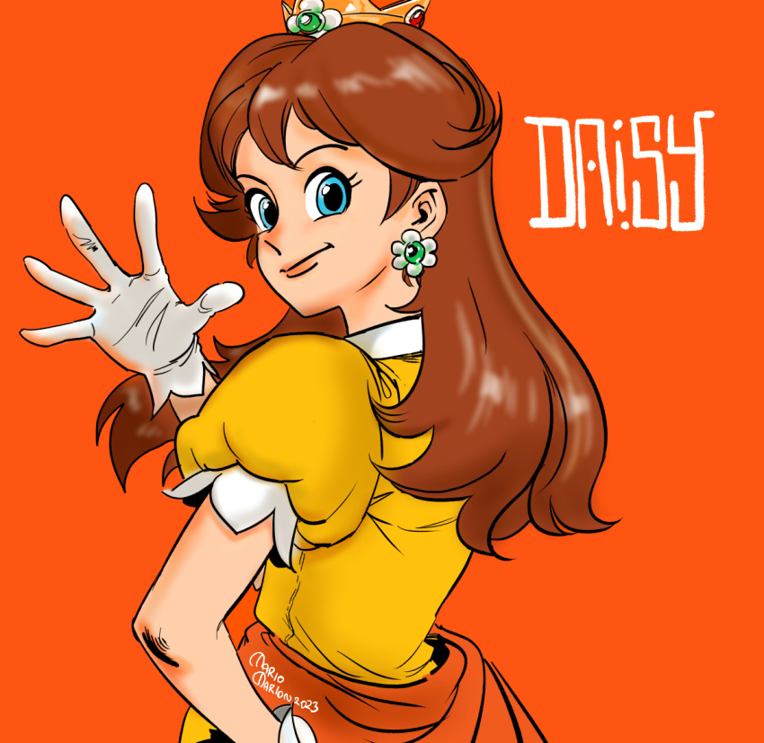 Princess Daisy Mario Series Nintendo Super Mario Land 1girl Blue Eyes Brown Hair