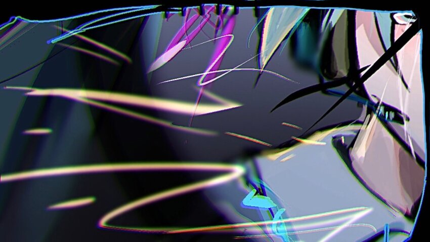 1girl blue_hair blurry chromatic_aberration collared_shirt hatsune_miku headphones hibana_(vocaloid) hiiragi_xoxo shirt sidelocks solo thumbnail_collage vocaloid white_shirt