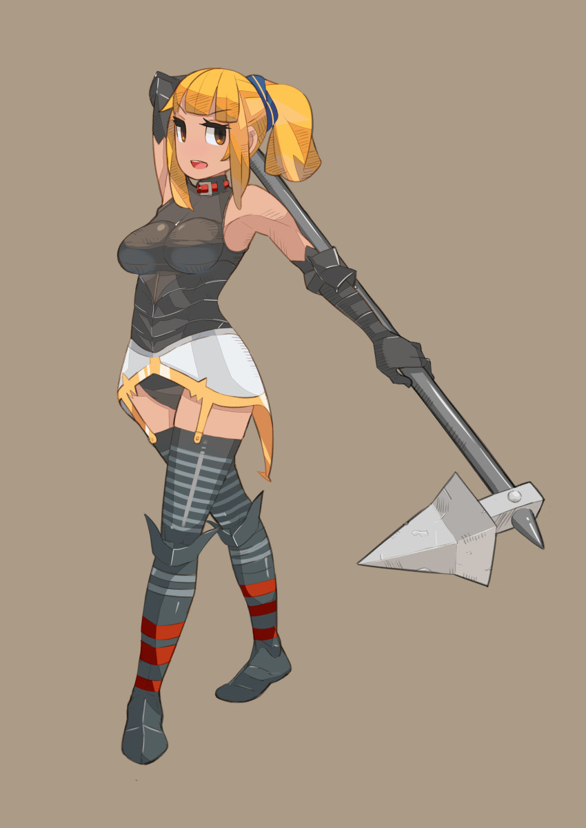 1girl absurdres agrias_oaks blonde_hair breasts brown_eyes class_change female_focus fgz final_fantasy final_fantasy_tactics gloves highres large_breasts long_hair pantyhose solo thighhighs vagrant_story weapon