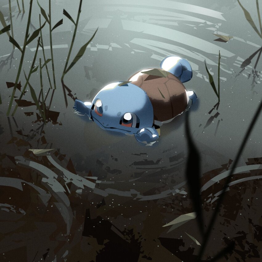 brown_eyes creatures_(company) game_freak gen_1_pokemon highres in_water matwvv nintendo no_humans partially_submerged pokemon pokemon_(creature) pokemon_focus smile solo squirtle turtle_shell water