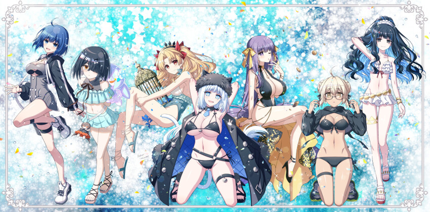 6+girls bare_shoulders bb_dubai_(fate) blush breasts ciel_(tsukihime) dobrynya_nikitich_(fate) dobrynya_nikitich_(swimsuit_lancer)_(fate) dobrynya_nikitich_(swimsuit_lancer)_(first_ascension)_(fate) ereshkigal_(fate) fate/grand_order fate_(series) highres large_breasts long_hair looking_at_viewer multiple_girls nail_polish open_mouth sakura_tsubame short_hair smile space_ereshkigal_(fate) space_ereshkigal_(first_ascension)_(fate) swimsuit tenochtitlan_(fate) tenochtitlan_(swimsuit_mooncancer)_(fate) tenochtitlan_(swimsuit_mooncancer)_(first_ascension)_(fate) xu_fu_(fate) xu_fu_(swimsuit_avenger)_(fate) xu_fu_(swimsuit_avenger)_(second_ascension)_(fate)