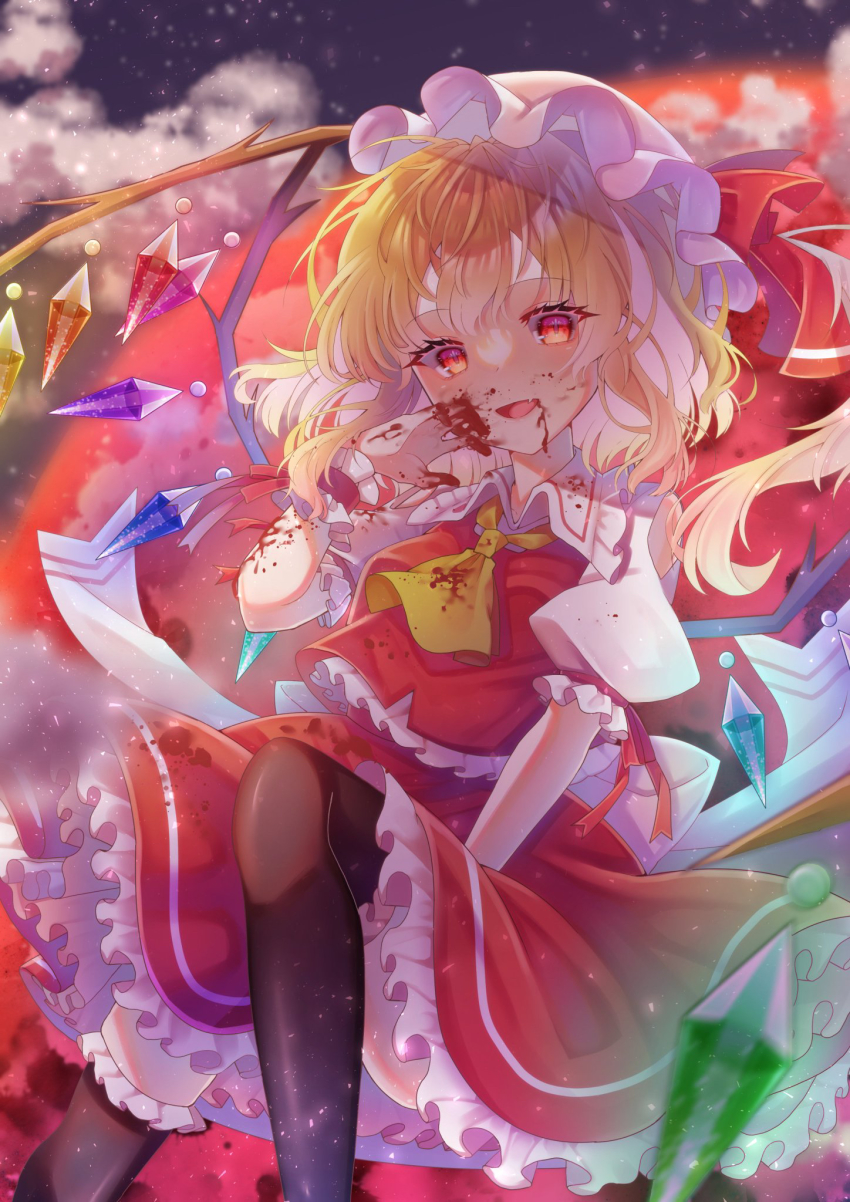 Flandre Scarlet Touhou Highres 1girl D Ascot Black Thighhighs