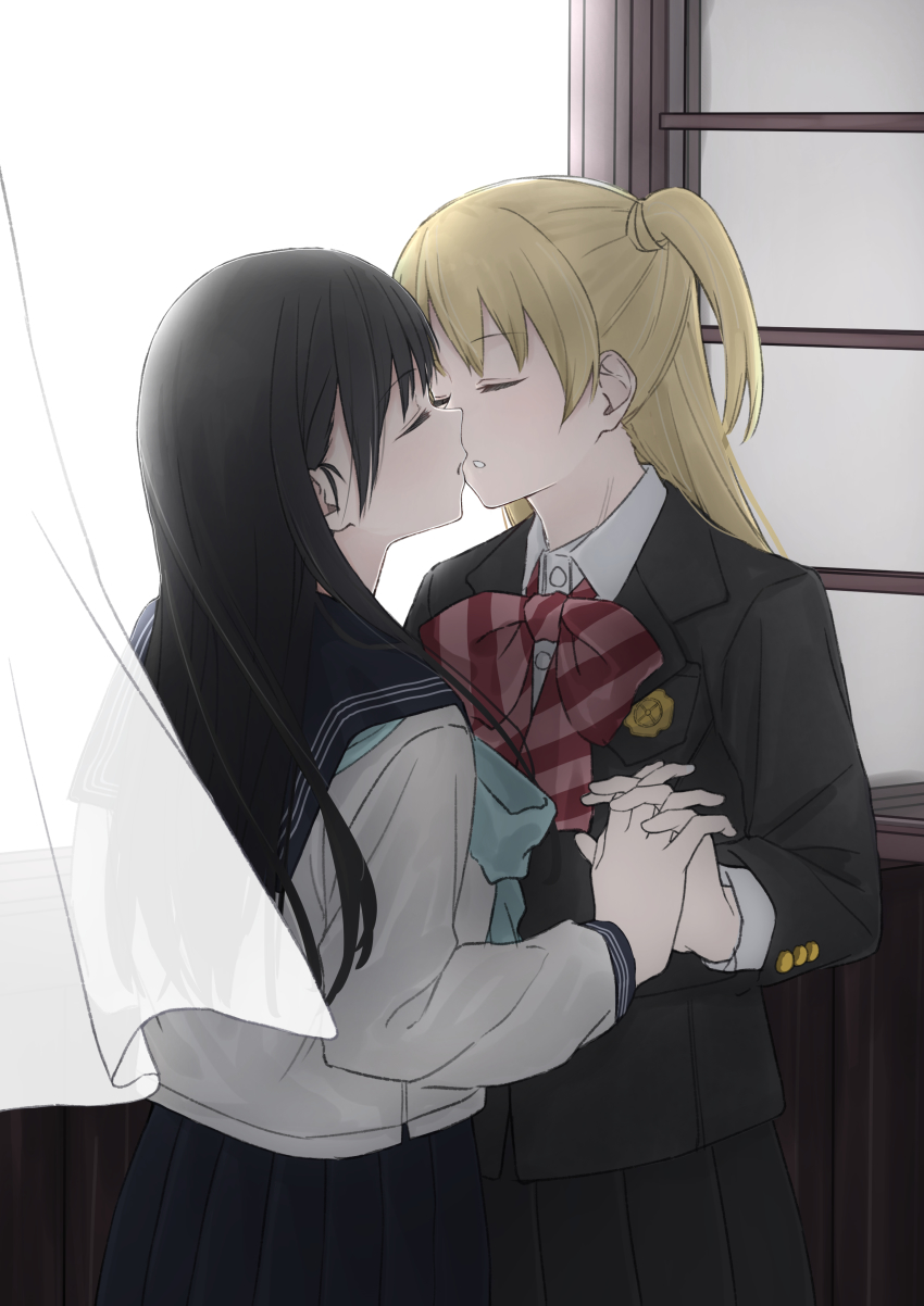 2girls absurdres akebi-chan_no_serafuku akebi_komichi highres kizaki_erika multiple_girls school_uniform yuri