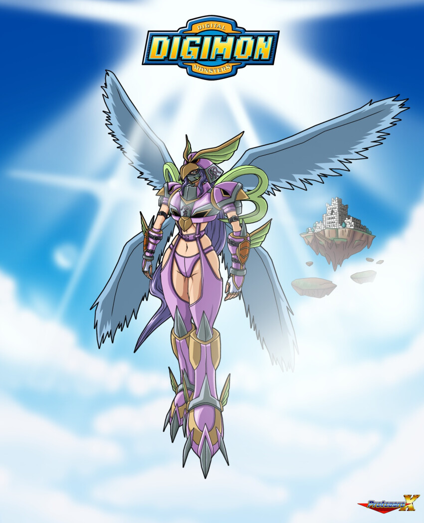 1girl ancientirismon armor digimon digimon_(creature) fairimon female_focus highres oridigi original shutumon solo wings