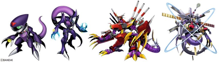 belt bemmon claws destromon digimon evolution evolutionary_line green_eyes official_art ragnamon satellite snatchmon tail