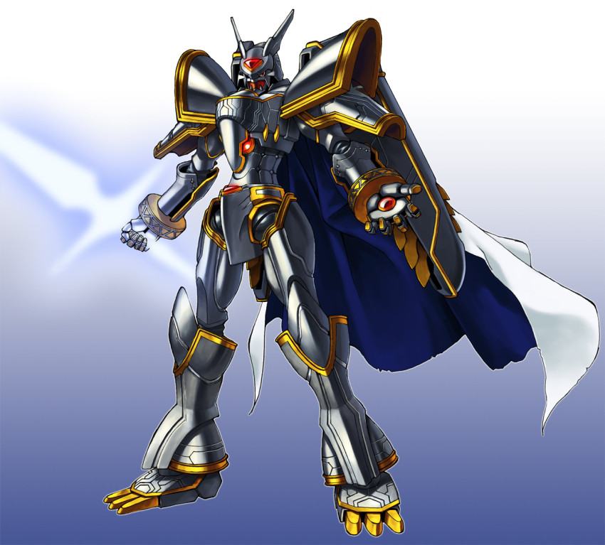 alphamon armor cape digicore digimon digimon_(creature) full_armor solo