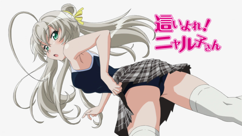 ahoge nyarlathotep_(nyaruko-san) panties plaid_clothes plaid_skirt skirt underwear