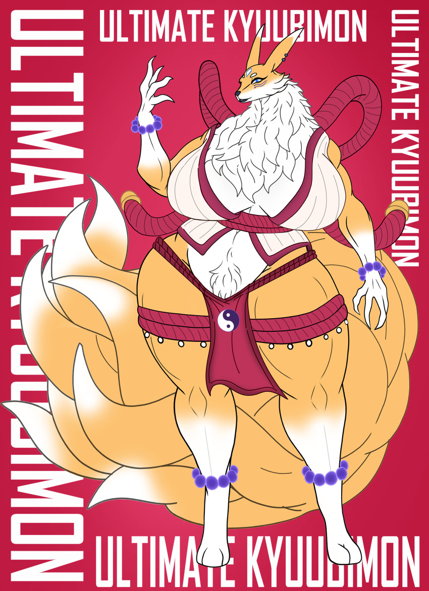 digimon digimon_(creature) fluffy fox_girl fox_tail furry furry_female kitsune kyubimon kyuubi multiple_tails tail