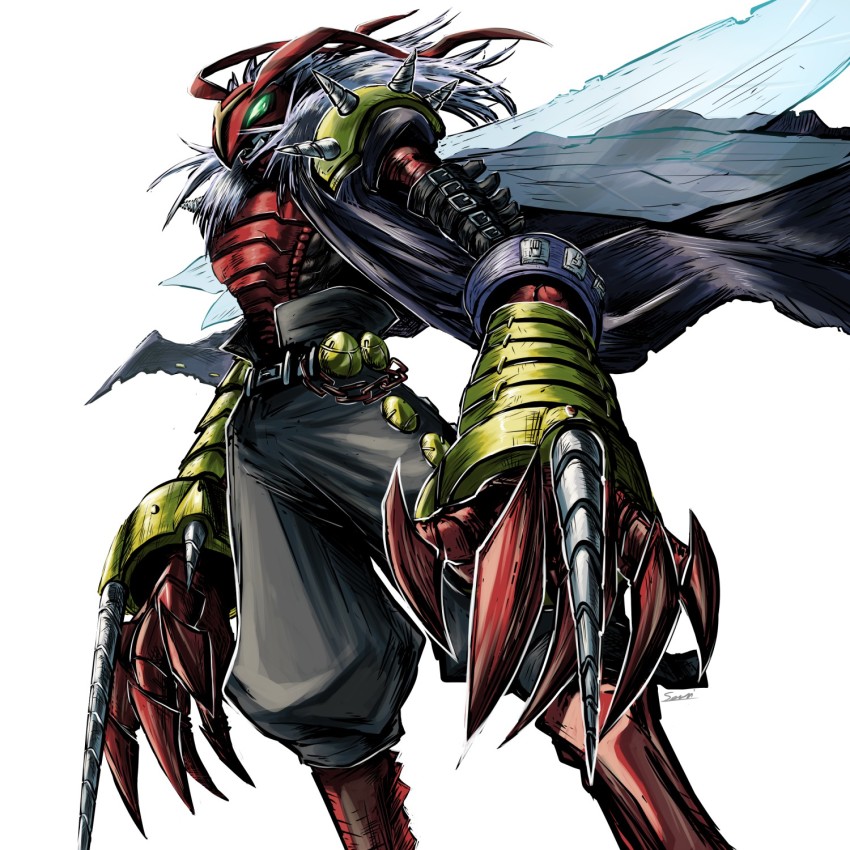 banchostingmon banchou bug cape delinquent digimon drill green_eyes highres