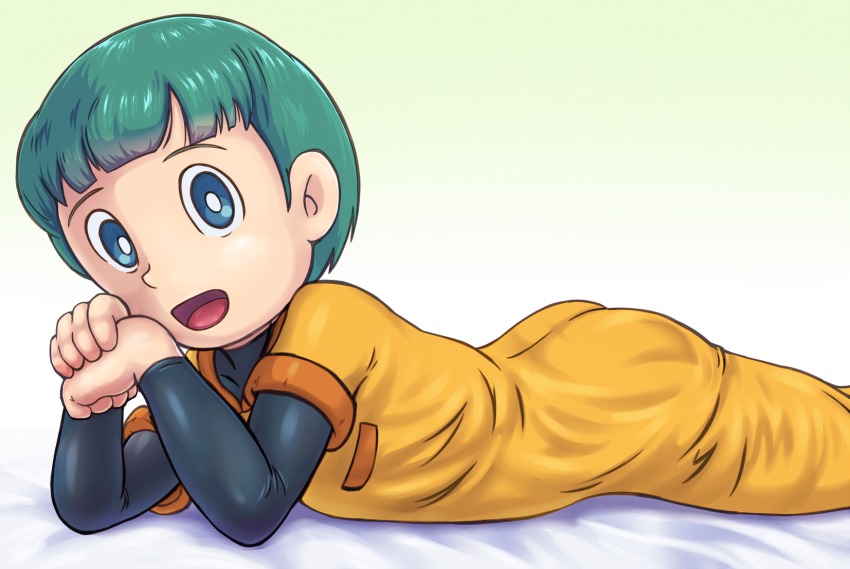 1boy blue_eyes blush child doraemon green_hair highres male_focus roppuru solo takeru33