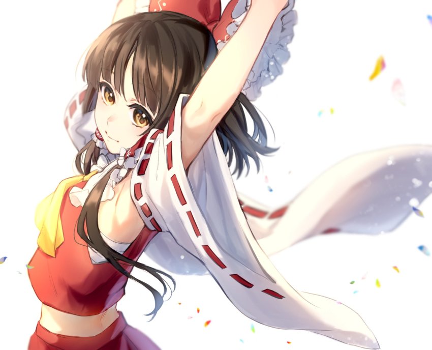 Jill 07km Hakurei Reimu Touhou Yellow Neckwear Headwear Request Highres 1girl Armpits 