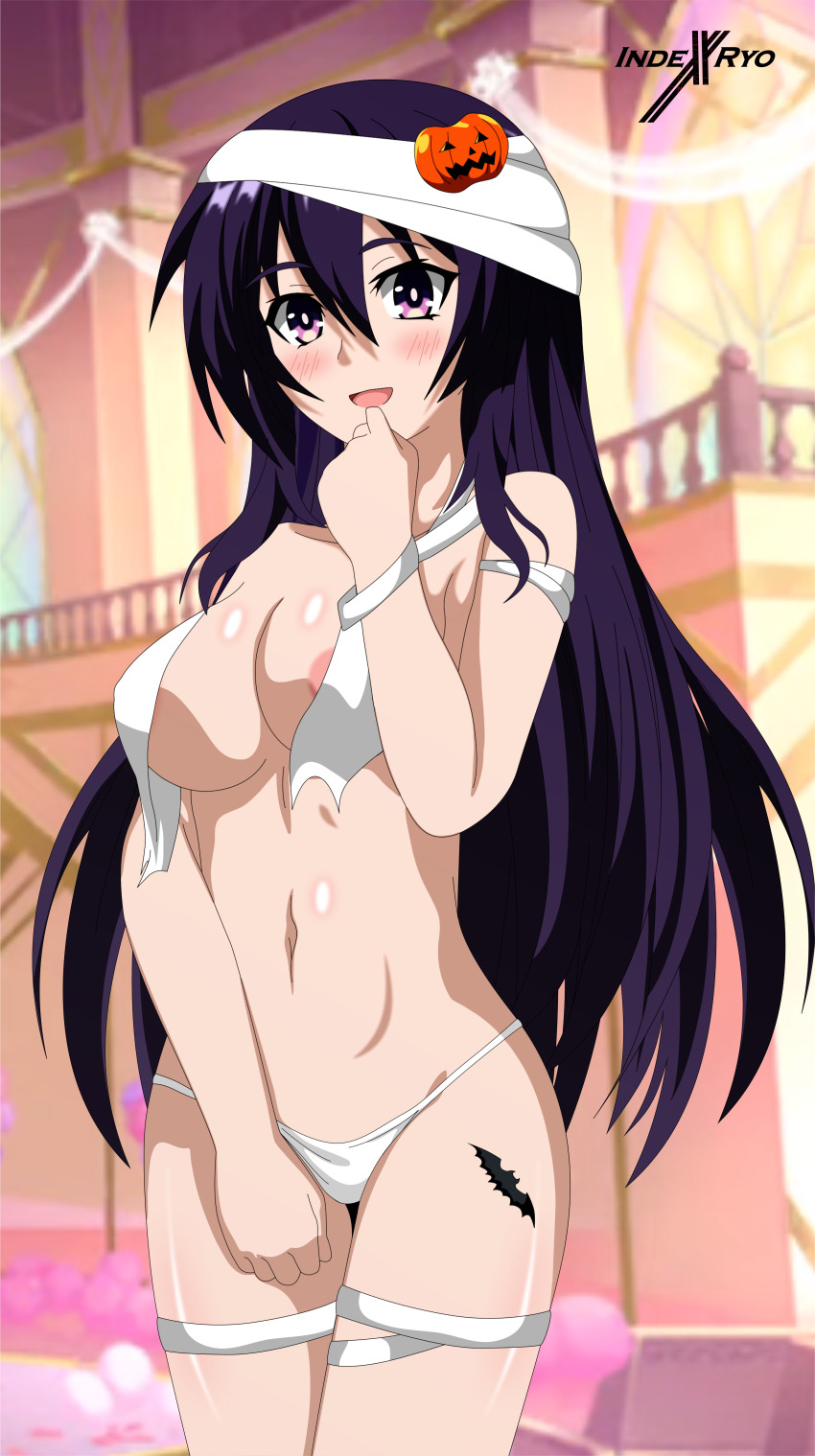 1girl absurdres blush breasts date_a_live highres indexryo large_breasts long_hair nude purple_eyes purple_hair smile yatogami_tohka