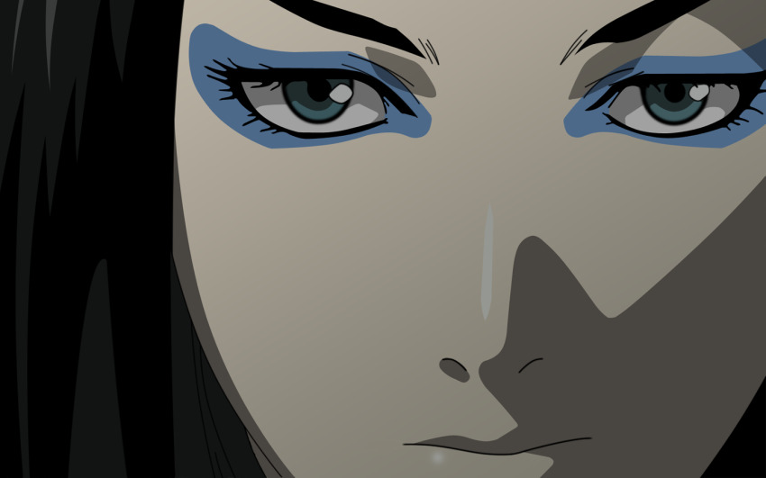 00s 1girl black_hair blue_eyes ergo_proxy eyeshadow female_focus makeup portrait re-l_mayer solo