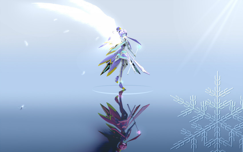 angelan dual_persona gsan highres mecha reflection robot staff virtual_on visor water wings