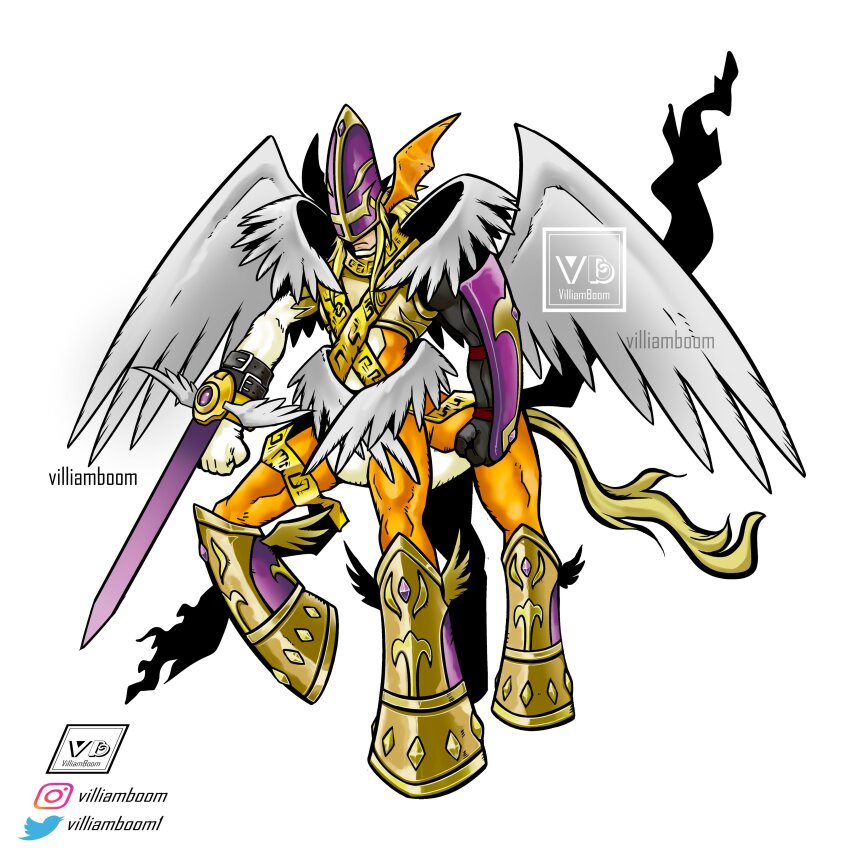 1boy absurdres angel angel_boy centaur digimon digimon_(creature) fusion highres holyangemon male_focus original pegasmon solo taur