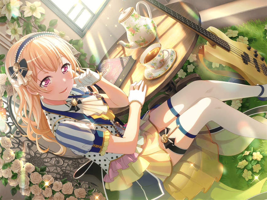 1girl bang_dream! blonde_hair official_art purple_eyes shirasagi_chisato solo