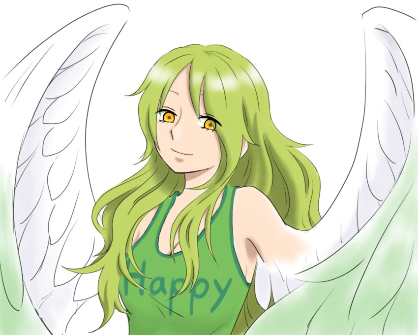 1girl camisole donquixote_pirates female_focus green_hair harpy monet_(one_piece) monster_girl one_piece solo wings