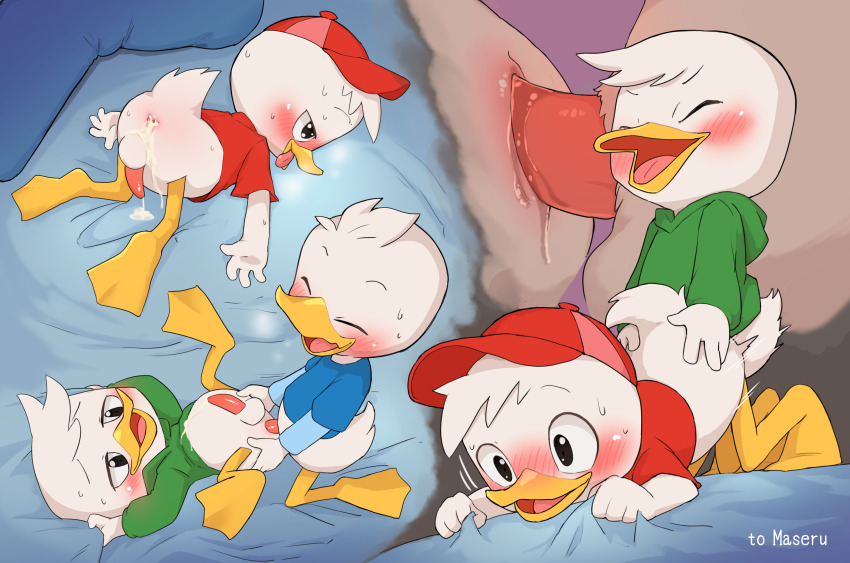 Manmosu Marimo Dewey Duck Huey Duck Louie Duck Ducktales Absurdres Commission Decensored